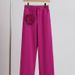Women's Clothing Sports Suit One Piece Outfit Round Neck Top Wide Leg Pants Casual Two Piece Suit_ecoleips.com