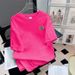 Women's Oversized Heavyweight Cotton Short Sleeve T-Shirt – Soft Relaxed Fit With Smiley Grid Print In 11 Colors_ecoleips.com