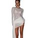 New 2025 Solid Color Mesh Beach Dress European And American Sexy Style Two Colors Available for Women's Swimwear_ecoleips.com