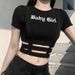 Women's Clothing Fashion Trend Women's Short Sleeved Sexy T Shirt Summer Letter Printing Irregular Navel Baring Bottoming Top_ecoleips.com