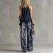 Women's Sleeveless Halter Neck Top With Printed Wide Leg Pants Set Summer Bohemian Outfit_ecoleips.com
