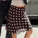 Women's Satin Polka Dot Midi Skirt High-Waist Elegant Versatile Flowy Design Brown S to L Sizes_ecoleips.com