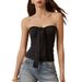 Voya Women's Pure Desire Style Spicy Girl Sexy Off Shoulder Bow Strapless Tank Top, Women's Western-style Age Reducing Sleeveless Top_ecoleips.com