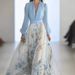 Women's Clothing Digital Printing Long Sleeve V Neck Splicing Long Skirt Dress_ecoleips.com