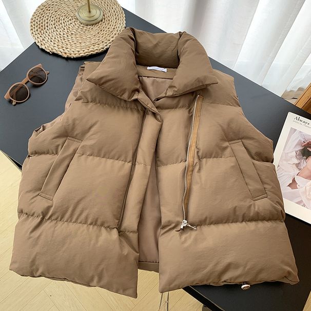 Women'S Autumn And Winter Small Fragrant Style Stand Collar New Sleeveless Cotton Vest Outer Wear Vest Jacket Trendy_ecoleips.com