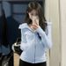 lim Fit Zip-Up Hoodie For Women - Lightweight Fleece Lined Yoga Jacket With Stand Collar & Waist Cinching - Casual Sportswear Top For Spring & Fal_ecoleips.com