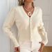 Elegant Women's Button Knit Cardigan Solid Color Top European American Style Spring Summer_ecoleips.com