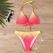 Women's Clothing Colorful Printed Triangle Bikini Plus Size Two Piece Swimsuit Simple Design Polyester Spring Autumn Summer Winter_ecoleips.com