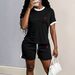 Women's Color Block Print Shorts Set - Summer Casual Two-Piece Outfit-A05_ecoleips.com