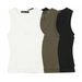 Women's Slim Fit Double-Layer Sleeveless U-Neck Top - Versatile Layering Essential In Black, White, Olive Green_ecoleips.com