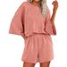 Women's Fashion Casual Loose Round Neck T-Shirt Short Sleeve Top And Shorts Two-Piece Suit Spring Summer Style_ecoleips.com