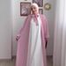 Verve 2025 New Dubai Solid Color Women's Muslim Bow Tie Decorated Cardigan Fashion Robe_ecoleips.com