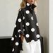 Voya Recommend! New Women's Printed Imitation Denim Stand Up Collar Casual Shirt With Personalized Front Short And Back Long Top_ecoleips.com