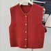 K Gentle Single Breasted Small Gold Button Round Neck Slimming Knitted Vest For Women, Loose Fitting Camisole Top. No Accessories_ecoleips.com