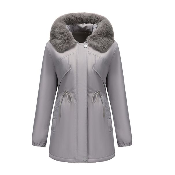 girl Seasonal Lis Japanese And Korean Expor Parka Mid-Lengh Two-Way Hooded Fur Collar Slim Fi Winer Women's Coon_ecoleips.com