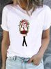 European And American Cross-border Foreign Trade Women's Clothing Christmas Merry Round Neck Printed Ladies Short Sleeve_ecoleips.com