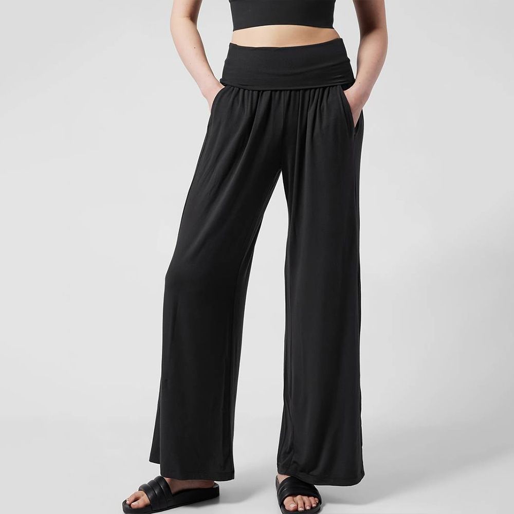 Voya 2026 Women's Clothing Bestseller Simple Wide-Leg Casual Spring/Summer Elastic Waist Design Slim-Fit High-waisted Long Pants_ecoleips.com