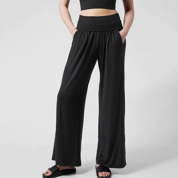 Voya 2026 Women's Clothing Bestseller Simple Wide-Leg Casual Spring/Summer Elastic Waist Design Slim-Fit High-waisted Long Pants_ecoleips.com