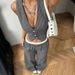 Women's Clothing Women's Striped Vest & Pants Set – Office Chic Cotton-Linen Suit (S-L, Grey/Pink)_ecoleips.com