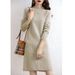 Aria Basics Aria Basics Women's Mid-length, Semi-high Collar, Thick Knitted Cashmere Sweater Dress, Elegant Slim-fitting, European And American_ecoleips.com