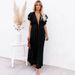 Women's Clothing Women's Beach Cover Up Long Sunscreen Cardigan Skirt Solid Color Holiday Seaside Dress_ecoleips.com