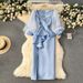 Palace Style Dress Retro Lantern Sleeve Design Beaded Ruffles Slim Fit Mid Length Temperament Dress_ecoleips.com