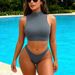 Women's Clothing Women's Slim Fit Sleeveless Faux High Neck Vest Autumn Casual Outing Shirt Sexy Style Bikini_ecoleips.com