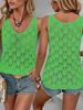 Casual Knit Vacation Sleeveless Top, Women's V-Neck Loose Fit Camisole_ecoleips.com