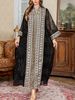 Middle East Spring And Autumn Women's Elegant High-end Beaded Embroidery Black Pullover Robe Dubai Saudi Traditional Clothing Long Sleeve Dress_ecoleips.com