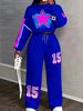 Women's Retro Letter Tracksuit Set Casual Two-Piece Outfit With Raglan Sleeve Cropped Sweatshirt And Jogger Pants_ecoleips.com