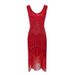 Women's Clothing Sequined Tassel Dress Beaded Tassel Dress Banquet Ball Party Mini Dress_ecoleips.com