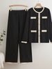 Voghion Women's Knitted Wide Leg Pants Set - Slimming High Waist Two Piece Outfit, Comfortable Casual Fall Winter Trousers Suit_ecoleips.com