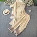 Women's Winter Knit Set 3-Piece Outfit - Long Cardigan, High Neck Vest & Pants (Black/Beige/Brown/Khaki) - Loose Fit Casual Elegant Office Wear_ecoleips.com