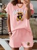 Women’s 2 Piece Outfit Set – Oversized Graphic T-Shirt And Biker Shorts Matching Set, Casual Summer Lounge Tracksuit For Daily Wear-304_ecoleips.com