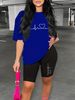 Summer Women's Casual Fashion Electrocardiogram Graphic Printing Loose T-shirt Shorts Two-piece Set Summer Sportswear Suitable For Daily Wear-169_ecoleips.com