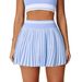 Women's High Waist Pleated Mini Skirt Color Block A-Line Fitness Sports Anti Exposure Tennis Skirt For Summer 5062_ecoleips.com