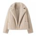 Women’s Casual Tassel Trim Jacket – Oversized Lapel Coat With Button Closure, Lightweight Polyester (S-XL, Khaki)_ecoleips.com