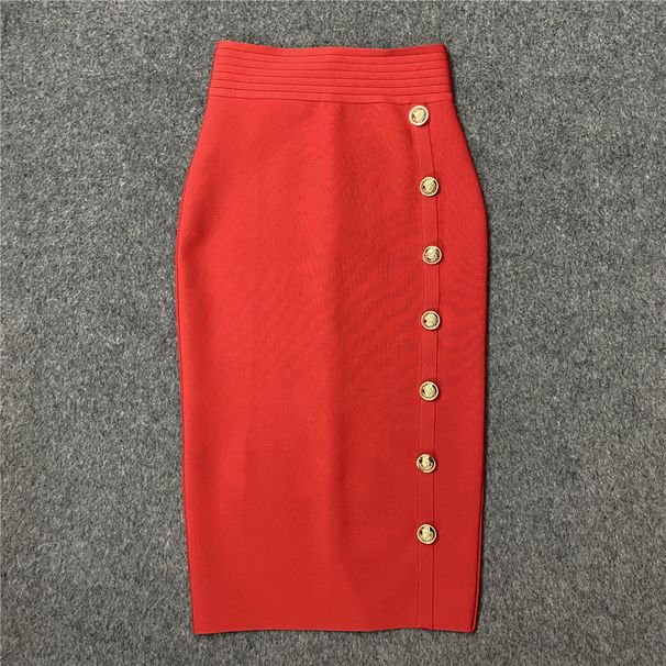 Verve 2025 Autumn New Single-Breasted Design Slimming High-Waist Bodycon Bandage Midi Skirt_ecoleips.com