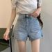 Women's High-waisted Slimming Denim Shorts, 2024 New A-line Loose Ultra-short Hot Pants For Outerwear_ecoleips.com