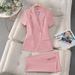 Women's Clothing Pink Suit Women's Summer Thin Work Clothes Professional Wear Temperament Goddess Style Work Clothes_ecoleips.com