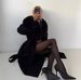 Fashion Temperament Big Fur Collar Black Woolen Coat Women's Autumn And Winter Belt Waist Long Woolen Coat_ecoleips.com