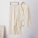 Women's European American Style Fashion Suit Cardigan Copper Button Top Casual Pants Two Piece Set Spring Autumn New_ecoleips.com