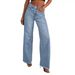 Women's Clothing Fashion Retro Raw Edge Women New High Waist Straight Leg Side Seam Stitching Frayed Denim_ecoleips.com