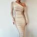 Fashion Women Long Maxi Dress Sexy Sheer Mesh Patchwork Asymmetrical Neck Off Shoulder Elegant Slimming Bodycon Long Dress_ecoleips.com
