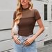 Women's Clothing High Collar Double Layer Mesh Short Sleeve Top_ecoleips.com