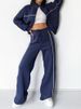 K New Half-turtleneck Zip-up Cardigan With Belt For Women; Casual Sports Hoodie Set_ecoleips.com