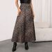 Voya Women's Retro Slim Leopard Print Large A-line Skirt With A Hanging Feeling, Fashionable And Casual Versatile Mid Length Skirt_ecoleips.com