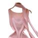 Pink Detachable Scarf Mini Dress Women's Sleeveless Sundress V-Neck Side Slit Stretchy Ribbed Knit Bodycon Casual Party Dress_ecoleips.com