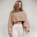 's Best-selling Cropped Crew-neck Distressed Sweatshirt, European And American Women's Fashion, Loose-fitting_ecoleips.com