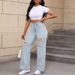 Women's Mid-waist Long Pants, New Style, Stretchy Ripped Loose Flared Jeans, Guangzhou Xintang Jeans_ecoleips.com